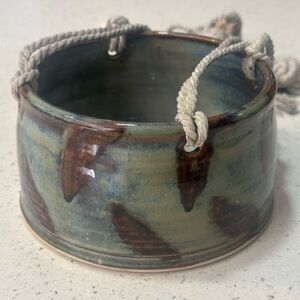 Hanging Handcrafted Ceramic Planter with Rope Handles